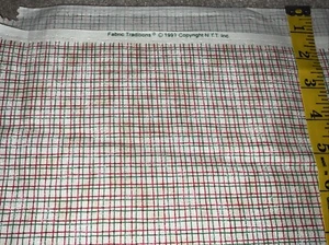 COTTON FABRIC Red Green White Plaid Check Fabric Traditions 1997 - Picture 1 of 4