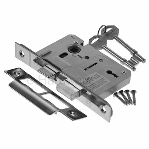 Sashlock estándar de 3 palancas acabado níquel o latón 64 mm y 76 mm - Imagen 1 de 7
