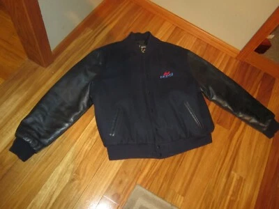 Pepsi COLA Navy Blue Boomer Jacket Navy Wool Black Leather RENNOC  SZ XL   #LR - Image 1 of 4