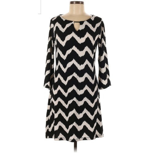 OFF WHITE Abito Haani Donna X Large Nero Bianco Chevron V Taglio Metallo