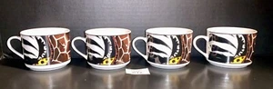 4 FC Porcelain Animal Print Safari Mugs Cheetah Zebra Giraffe - Picture 1 of 15