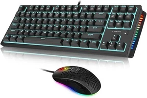 Mechanical Gaming Keyboard & Mouse Combo 87 Keys Hot Swappable Wired Backlit RGB - Picture 1 of 7