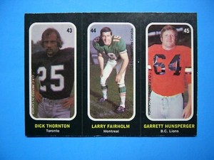 1972 O-PEE-CHEE CFL FOOTBALL STICKER #43 44 45 DICK THORNTON LARRY FAIRHOLM OPC