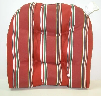 Resort Spa Outdoor Wicker Seat Pad ~ Firey Stripe ~ 18.5" x 19.5" x 4" NEW - Image 1 of 3