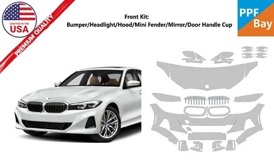 Kit de precorte de película de protección de pintura delantera PPF para BMW Serie 3 330i/330e 2023-2025 Foto 1 de 4