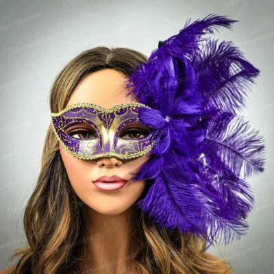 Purple Masquerade Masks Halloween Face Mask Masquerade Mardi Gras Party Mask Pur - Image 1 of 4