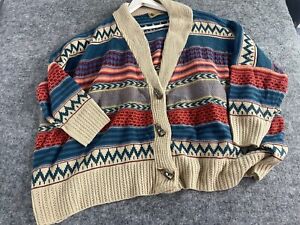 Anthropologie Katsumi Sweater Women Medium Large Oversized Cardigan Fair Isle N5