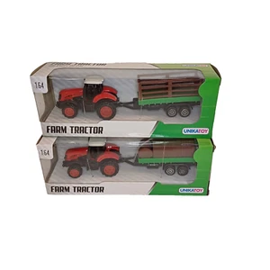 2 x Tractor agrícola + Remolque de metal fundido a presión 1:64 con piezas de plástico nuevo sellado - Imagen 1 de 11