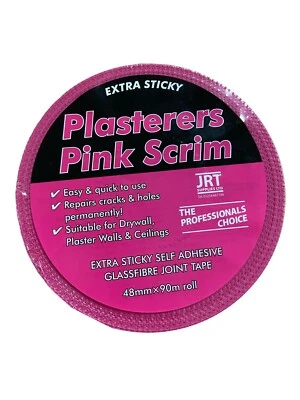 JRT JR T Pink Scrim Ulimate Adhesive Fibreglass Tape | Extra Sticky | 50mm x 90m