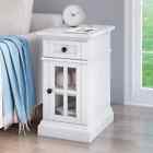 Tresanti Kerrigan Marble Top Chairside Table Side Table Cabinet in White
