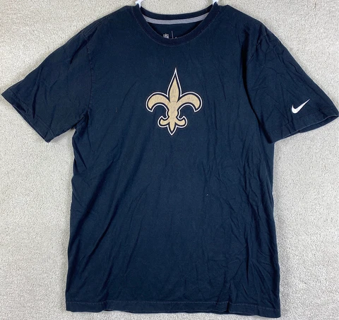 New Orleans Saints NFL Nike T Shirt L Black Adult Size Large Short Sleeve Shirt Cover