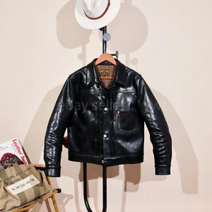 1.5mm Full Grain Vegetable Tanned Horsehide 506 Cowboy Genuine Leather Jacket - Picture 1 of 13