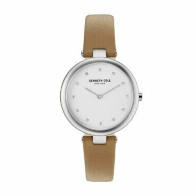 Kenneth Cole Orologio Donna KC50513001 Quadrante Bianco Cinturino Pelle Nocciola - Immagine 1 di 4