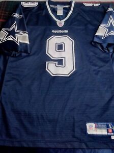 Tony Romo #9 Dallas Cowboys Reebok Home Blue On Field Stitched Jersey Mens Sz L 