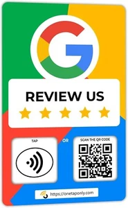 Google Review Cards by One Tap Only - NFC & QR Tap to Boost Business Reviews - Picture 1 of 65