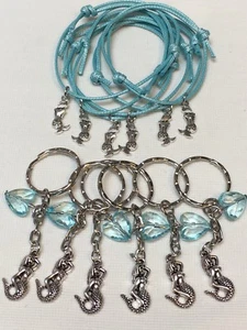 Mermaid Party Bag Fillers Friendship Bracelets & Keyrings X 12 Pieces FREEPOST - Picture 1 of 3