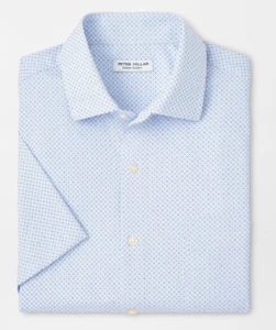 NEW MENS PETER MILLAR S/S CHAMPERS PERFORMANCE POPLIN Sport Shirt, MEDIUM, WHITE - Picture 1 of 4