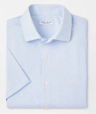 НОВЫЕ мужские PETER MILLAR S/S CHAMPERS производительности поплин спортивная рубашка, средний, белый - Изображение 1 из 4