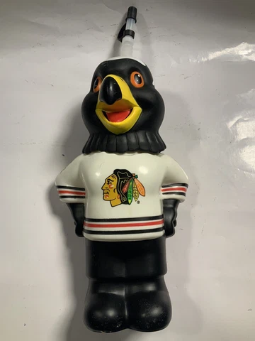 Chicago Black Hawks SGA Tommy Hawk Mascot Water Bottle Mountain Dew Promo RARE Cover