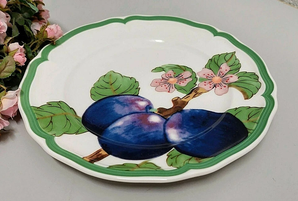 Piatto colazione Villeroy & Boch FRENCH GARDEN moderno frutta prugna NUOVO V&B meh