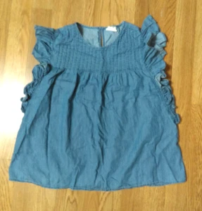 Crew cuts Chambray Blue Ruffle Sleeves Summer Dress Girls Kids Size XL - Picture 1 of 8