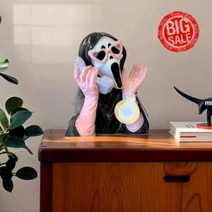 Halloween Ghoulish Girl Scream Ghost on Phone Pink/Black Laugh Sound Light HOT/\ - Picture 1 of 16