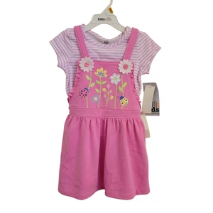 NWT Kids Headquarters Girls Floral 2 Piece Overall Skirt Set Spring Summer 4T - Picture 1 of 4