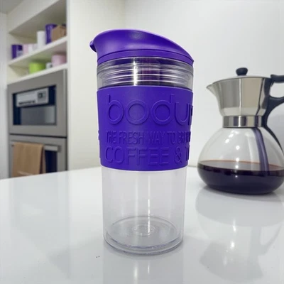 Bodum Travel Mug Purple 0.35L BPA-Free Double Wall Coffee Cup - UNUSED - Image 1 of 4