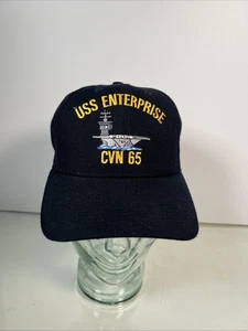 Vintage USS Enterprise CVN 65 Black The Corps Adjustable Baseball Cap Hat - Picture 1 of 8