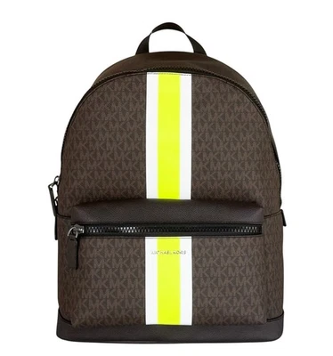 Michael Kors Cooper Large Backpack Center Stripe MK Brown/Neon - Image 1 of 4
