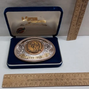 1889 1989 - MONTANA CENTENNIAL - BEAR - BELT BUCKLE - 4004 /5000 - listing #8212 - Picture 1 of 11