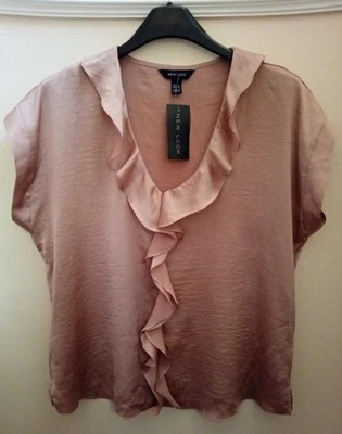 Ladies New Look Ruby Satin Ruffle Front Sleeveless Blouse Uk 16 - Image 1 of 4