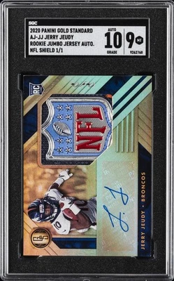 2020 PANINI GOLD STANDARD RPA SHIELD #AJ-JJ JERRY JEUDY 1/1 RC SGC 9 AUTO 10 - Image 1 of 2