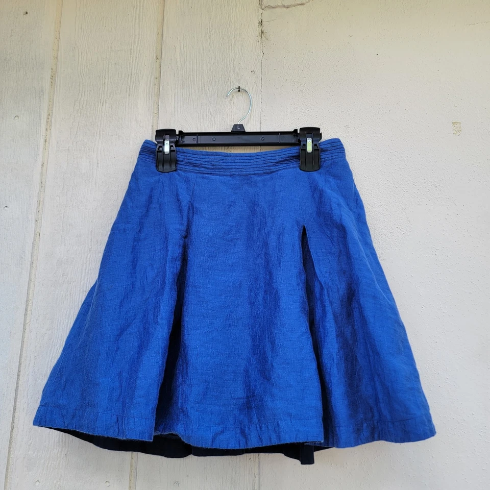 Falda para mujer Maeve by Anthropologie talla 6 azul mezcla de lino plisada Lagenlook Foto 1 de 4