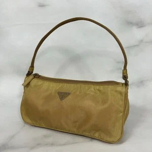 PRADA Accessory Bag Pouch Nylon Dark Yellow Authentic - Picture 1 of 14