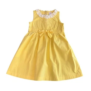 Gymboree Girls Yellow Sleeveless Party Dress Size 5 Bow Accent Summer - Picture 1 of 6