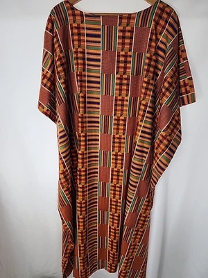 Vestido Kaftan Muumuu Inspirado en África Naranja Vibrante Multicolor Talla Única Mano... Foto 1 de 4