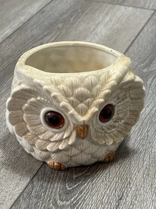 Plato de baratija vintage MCM Owl Owl ojos naranjas OMC hecho en Japón cerámica - Imagen 1 de 13