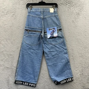 Vintage Lee Pipes Jeans Boys Size Small 24x24 Wide Leg Pockets Baggy Skater Y2K - Picture 1 of 7
