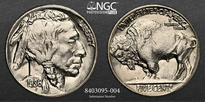 1936-P  5C BUFFALO NICKEL  "PHILADELPHIA MINT"   NGC MS67 #8403095-004 - Image 1 of 4
