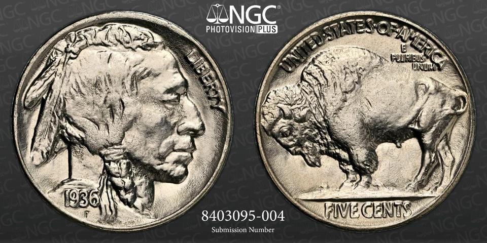 1936-P  5C BUFFALO NICKEL  "PHILADELPHIA MINT"   NGC MS67 #8403095-004 - Image 1 of 4