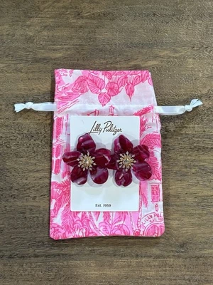 NWT Lilly Pulitzer- Oversized Orchid Stud Earrings- Mystique Pink- FREE SHIPPING - Image 1 of 4