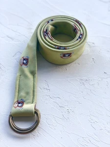 Cintura seta J Crew "leggi - difetti" taglia S/M verde salvia teschio ossa incrociate fibbia DD - Foto 1 di 7