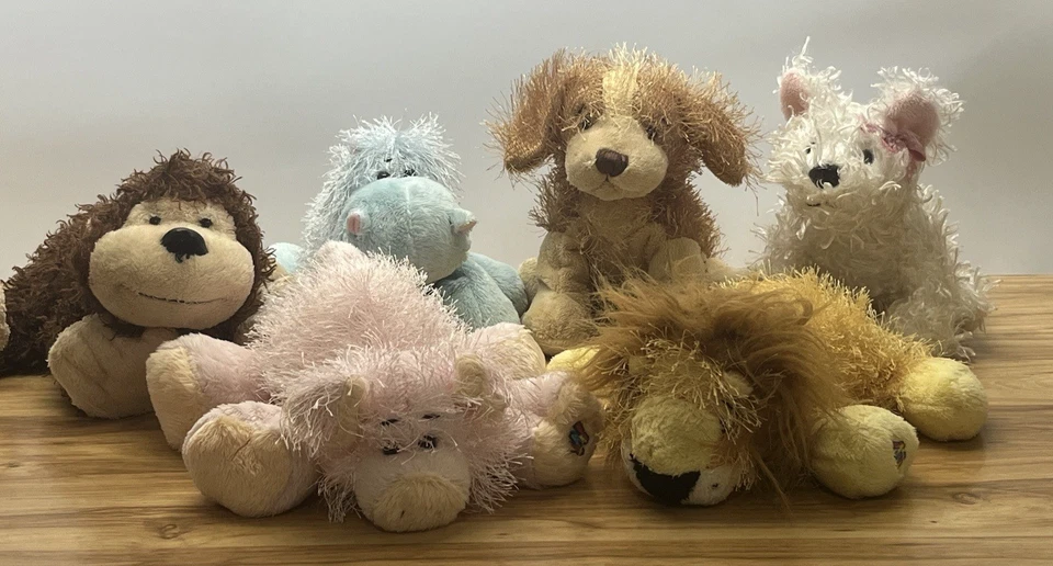 Lot of 6 Webkinz plush No codes Lion Dog Hippo Monkey Pig Toy Spiky Hair Pink - Image 1 of 4