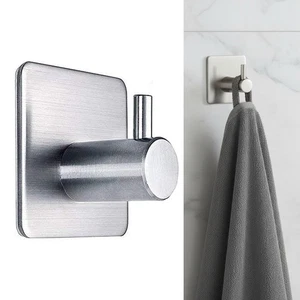 Klebehaken Wandhaken Handtuchhaken Edelstahl gebürstet selbstklebend 2-10 Stück - Bild 1 von 10