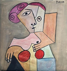 Pablo Picasso Signed Cubist Oil Painting on Canvas - Spanish Modern Art - Picture 1 of 4