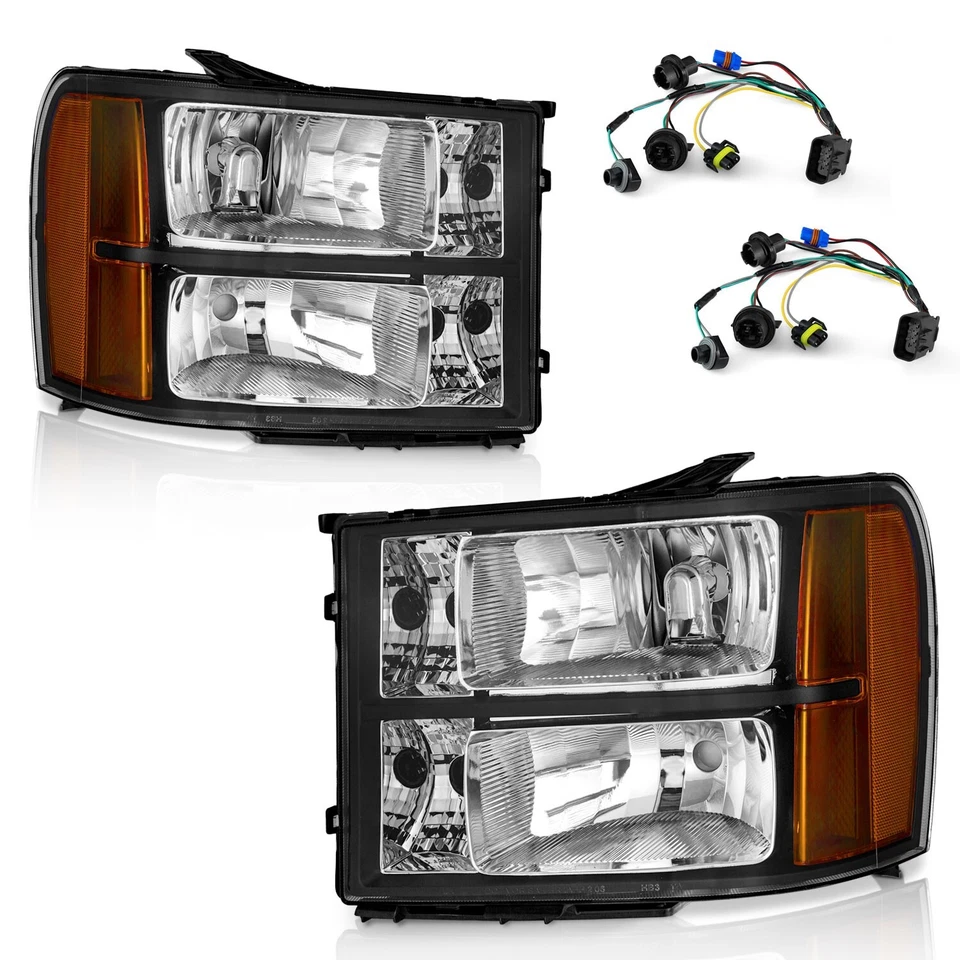 WEELMOTO Pair Headlights For 2007-2013 GMC Sierra 1500 2500HD 3500HD Headlamps - Image 1 of 4