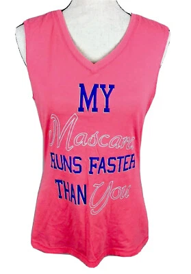 Tek Gear Women's Medium Pink Tank Top Sleeveless V-Neck Graphic Tee - Image 1 of 4