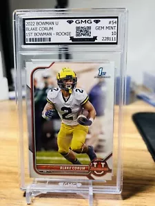 2022 Bowman U Blake Corum 1st Bowman Rookie #54 GMG Graded 10 Gem Mint 💎 RC - Picture 1 of 1