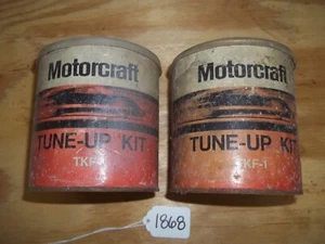 2) Vintage FORD MOTORCRAFT AUTOLITE TUNE-UP KIT # TKF-1 CAN ONLY TINS EMPTY - Picture 1 of 7